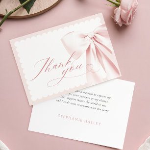 Süße rosa Schleife Baby Shower Dankeschön-Karte Dankeskarte