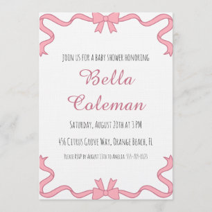 Süße rosa Schleife Baby Shower Einladung