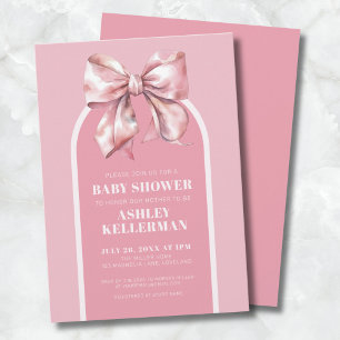 Süße rosa Schleife - Babyparty Einladung
