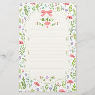 Süße rosa Schleife Florales Briefpapier