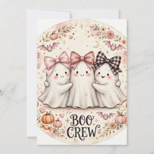 Süße rosa Schleife Gespenster BOO CREW Halloween-P Einladung