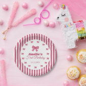 Süße rosa Schleife Mädchen erster Geburtstag Pappteller (Party)