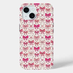 Süße rosa Schleifen Herzen Handskizzen-Muster Case-Mate iPhone Hülle