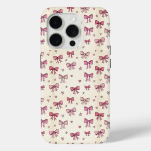 Süße rosa Schleifen Herzen Sterne Coquette-Muster Case-Mate iPhone Hülle