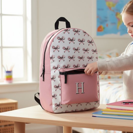 Süße rosa Schleifen Rucksack mit Monogramm