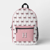 Süße rosa Schleifen Rucksack mit Monogramm (Vorderseite)