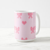 Süße rosa Schleifen und Herzen Coque Kaffeetasse (VorderseiteRechts)