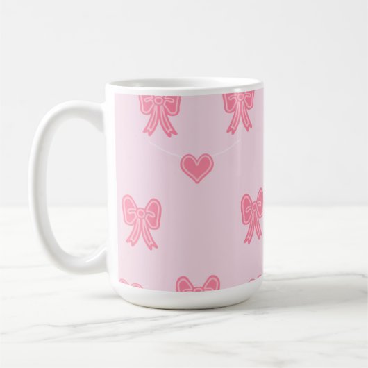 Süße rosa Schleifen und Herzen Coque Kaffeetasse (Links)