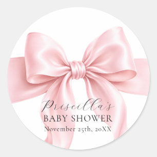 Süße rosa Schleifenband Mädchen Baby-Party Runder Aufkleber