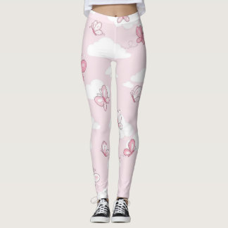 Süße rosa Schmetterling-Pastell-Muster Yoga-Hose f Leggings