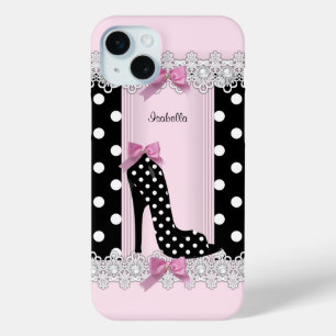 Süße rosa schwarze Punkte High Heels Case-Mate iPhone Hülle