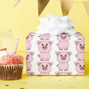 Süße rosa Schwein Bauernhoftier Cartoon Geschenkpapier