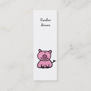 Süße rosa Schweinecartoon Mini Visitenkarte