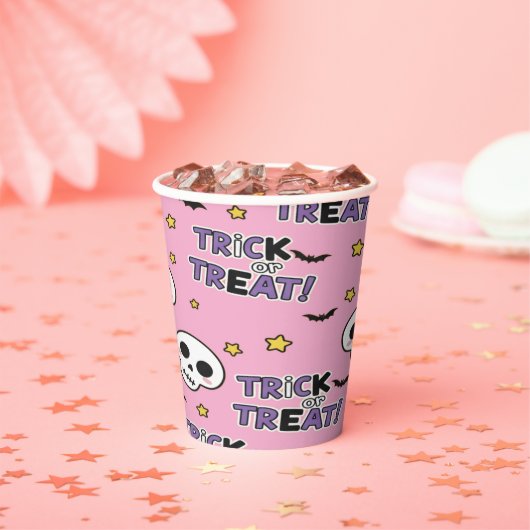 Süße rosa Skelette für Halloween Pappbecher (Insitu)