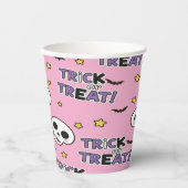 Süße rosa Skelette für Halloween Pappbecher (Vorderseite)