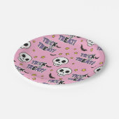 Süße rosa Skelette für Halloween Pappteller (Schrägansicht)