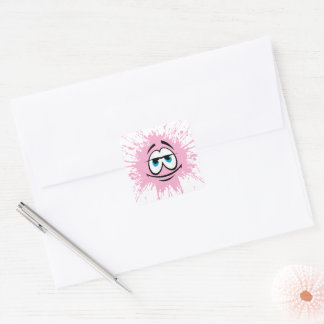 Süße rosa Spritzer-Gesichts-Rundum-Sticker Quadratischer Aufkleber
