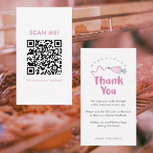 Süße Rosa Spritztüte Hinterlasse eine Bewertung QR Visitenkarte