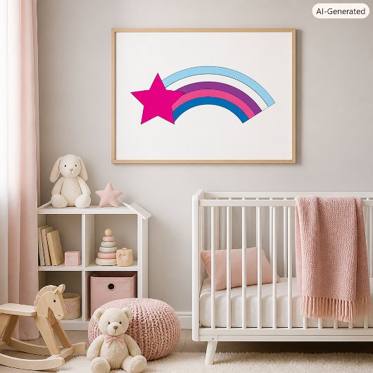 Süße rosa Stern Regenbogen Illustration Poster