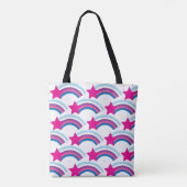 Süße rosa Stern Regenbogen Illustrationsmuster Tasche (Rückseite)