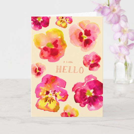 Süße rosa Stiefmütterchen Helle Blumen Karte (Orchidee)