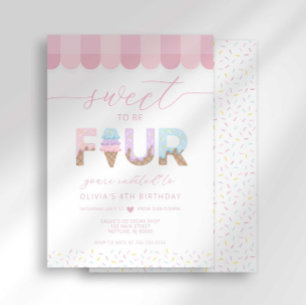 Süße rosa Streusel zum 4. Eiscreme-Geburtstag Einladung