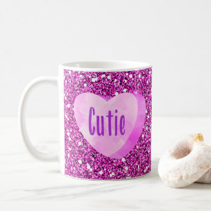 Süsse-rosa Süßigkeits-Herz-Imitat-Glitzer Kaffeetasse