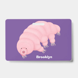 Süße rosa Tardigrad Wasserbär Cartoon Ausweis
