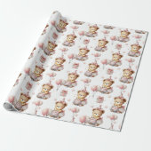 Süße rosa Teddybär-Geburtstags-Verpackungspapier Geschenkpapier (Ungerollt)