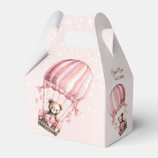 Süße rosa Teddybär-Heißluftballon-Party Geschenkschachtel