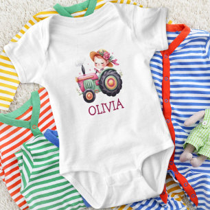 Süße rosa Traktoren für Mädchen Baby Strampler