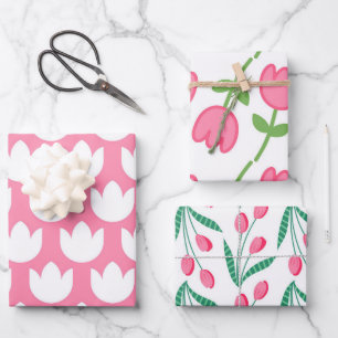 Süße rosa Tulpe Geschenkpapier Set