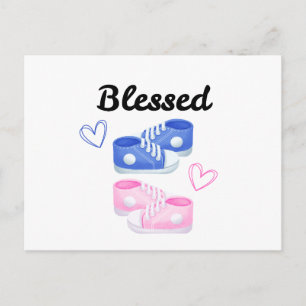 Süße rosa und blaue Babyschuhe Zwillingsgeburt Feiertagspostkarte
