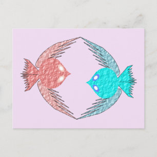 Süße rosa und blaue Liebesvögel Postkarte