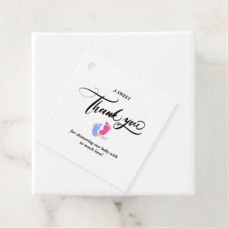 Süße rosa und blaue Pastell-Baby-Fußabdrücke-Blöck Geschenkanhänger