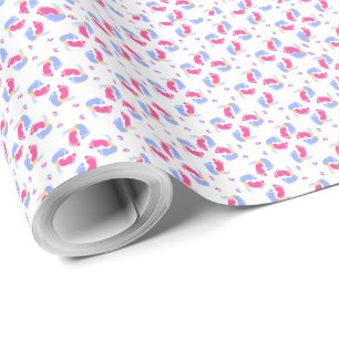 Süße rosa und blaue Pastell-Baby-Fußabdrücke-Blöck Geschenkpapier