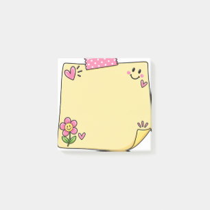 Süße rosa und gelbe Haftnotiz PNG Kawaii Memo N Post-it Klebezettel