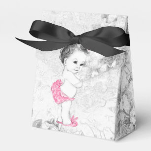 Süße rosa und graue Babyshower-Geschenkboxen Geschenkschachtel