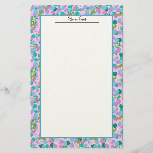 Süße rosa und grüne Frösche Persönlich Briefpapier (Vorderseite)