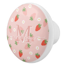 Süße rosa und rote Erdbeer-Monogramm