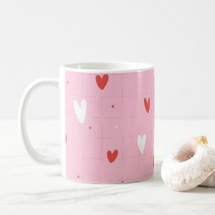 Süße rosa und rote Herzen Muster Romantische Kaffe Kaffeetasse