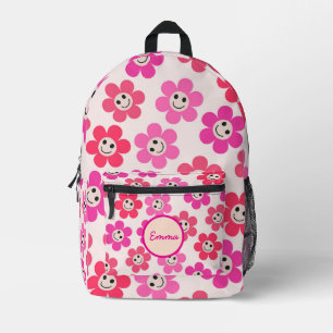 Süße rosa und rote lächelnde Blumen Benutzerdefin Bedruckter Rucksack
