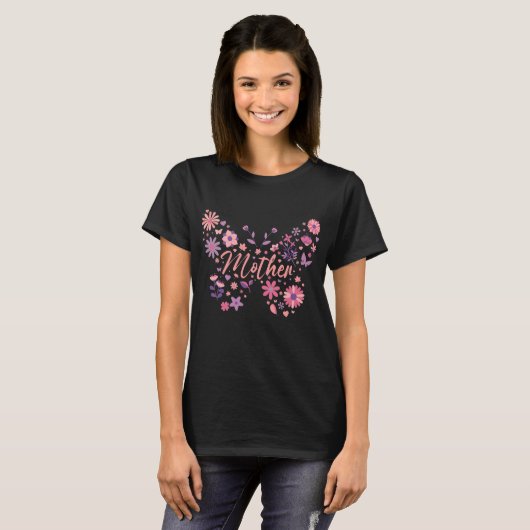 Süße rosa und violette Blumen-Mutter  T-Shirt (Vorne ganz)