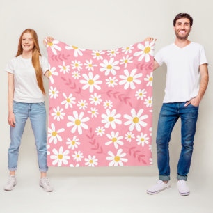 Süße rosa und weiße Gänseblümchen Blumen nahtloses Fleecedecke