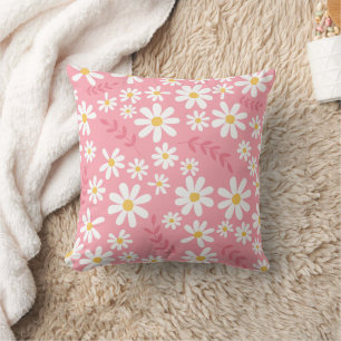 Süße rosa und weiße Gänseblümchen Blumen nahtloses Kissen