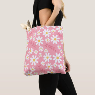Süße rosa und weiße Gänseblümchen Blumen nahtloses Tasche