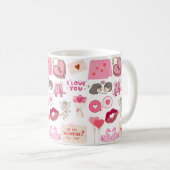 Süße rosa Valentinstag-Liebe-Doodles-Sammlung Kaffeetasse (VorderseiteRechts)