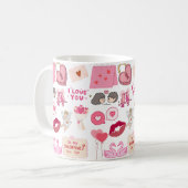 Süße rosa Valentinstag-Liebe-Doodles-Sammlung Kaffeetasse (Vorderseite Links)