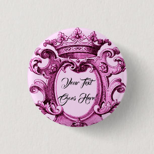 Süße rosa Vintage-Kronenrahmen individuell angepas Button