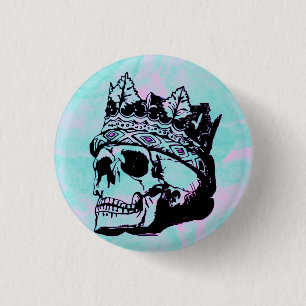 Süße rosa Vintage-Totenkopf-Kronen-Anstecknadel Button